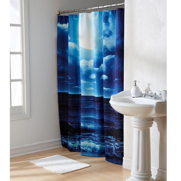 Maytex Midnight Moon Fabric Shower Curtain - image 