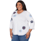 Plus Size Alfred Dunner Port Side Floral Embroidery Blouse - image 3