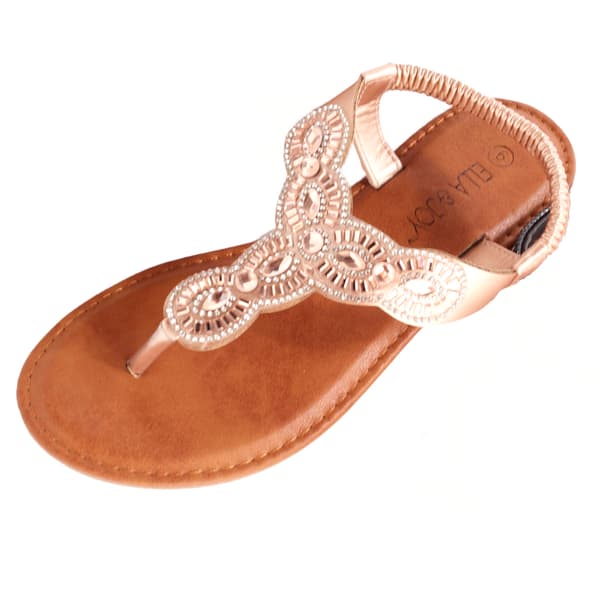 Womens Ella & Joy Braided Rhinestone T-Strap Sandals - image 