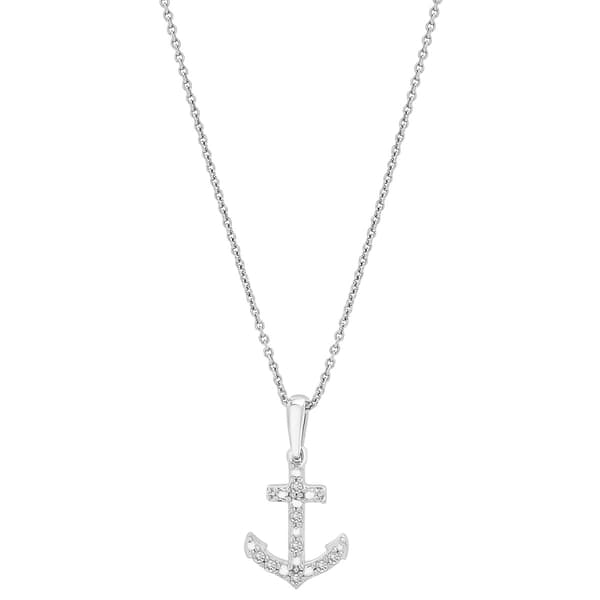 Diamond Classics(tm) Sterling Silver 1/20ctw. Diamond Anchor Pendant