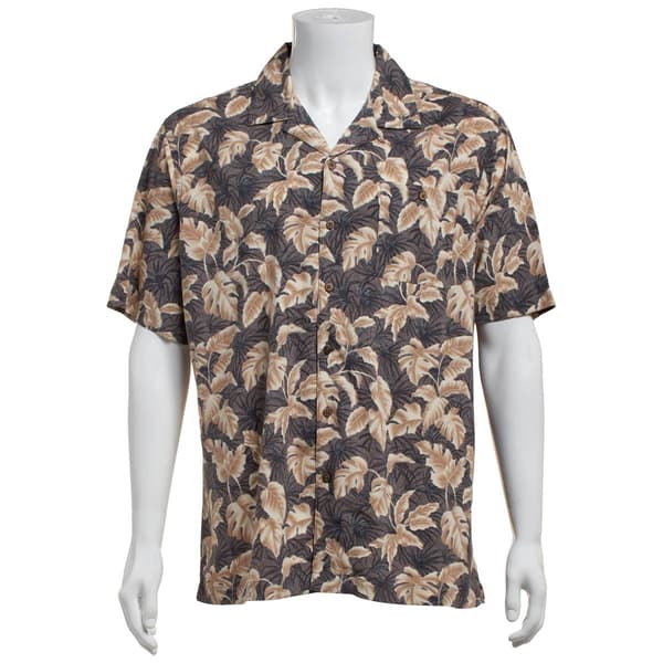 Mens Campia Short Sleeve Rayon Leaf Button Down Shirt - Tan - image 
