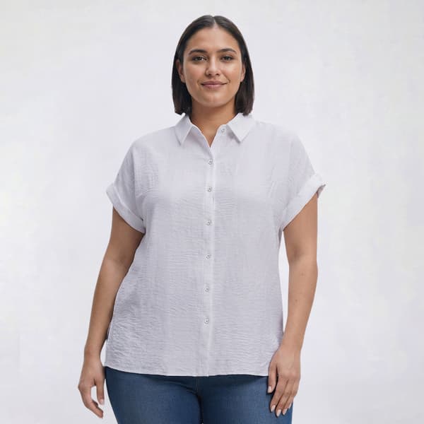 Plus Size Preswick & Moore® Extended Sleeve Button Front Blouse