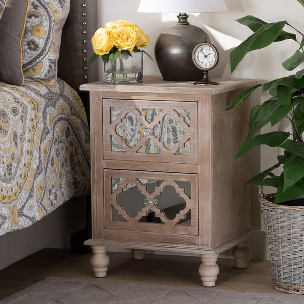 Baxton Studio Celia Rustic French Country 2 Drawer Nightstand
