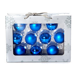 Royal Blue Glass Ball Ornaments - 10pc.