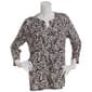 Plus Size Napa Valley 3/4 Sleeve Ikat Pleat Henley Blouse - image 1