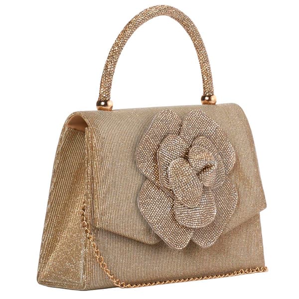D''Margeaux Flower Shimmer Clutch w/ Chain