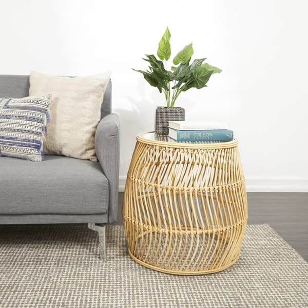 9th & Pike® Natural Brown Rattan Accent Table