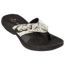 Womens Clarks(R) Cloudsteppers(tm) Brinkley Jazz Snake Flip Flops