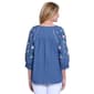 Plus Size Ali Miles 3/4 Floral Sleeve Split Neck Frey Hem Blouse - image 2