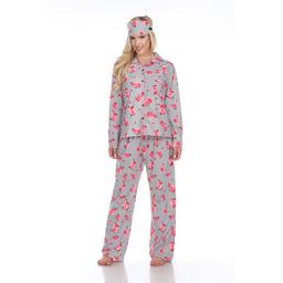 Womens White Mark 3pc. Grey Rose Pajama Set