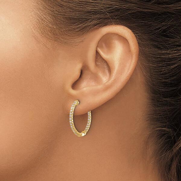Pure Fire 14kt. Yellow Gold Lab Grown Diamond Round Hoop Earrings