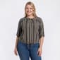 Plus Size Cure Rib Texture 3/4 Sleeve Henley Blouse - image 1
