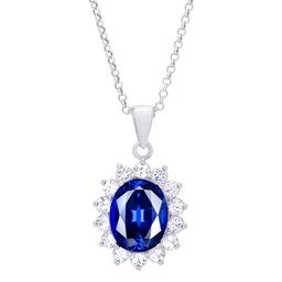 Gianni Argento Lab Grown Sapphire Oval Pendant Necklace
