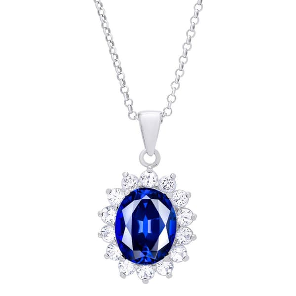 Gianni Argento Lab Grown Sapphire Oval Pendant Necklace