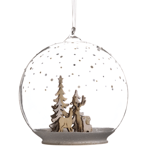Northlight Deer Family in Snow Glass Globe Christmas Ornament