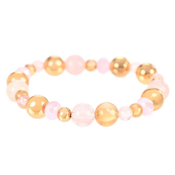 Design Collection Gold & Rose Beaded Stretch Bracelet