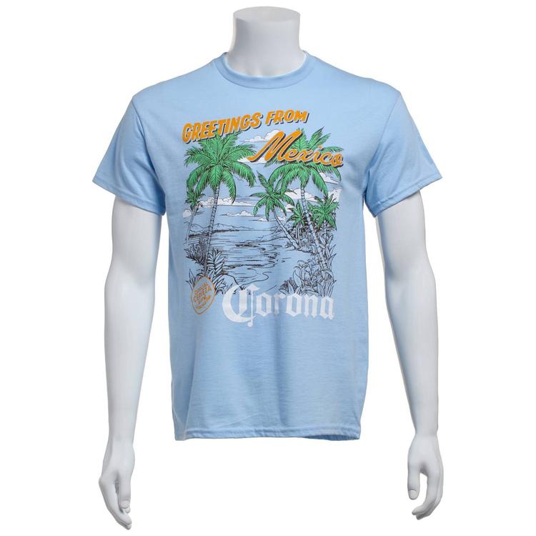 Mens Corona(R) Greetings Graphic Tee - Light Blue