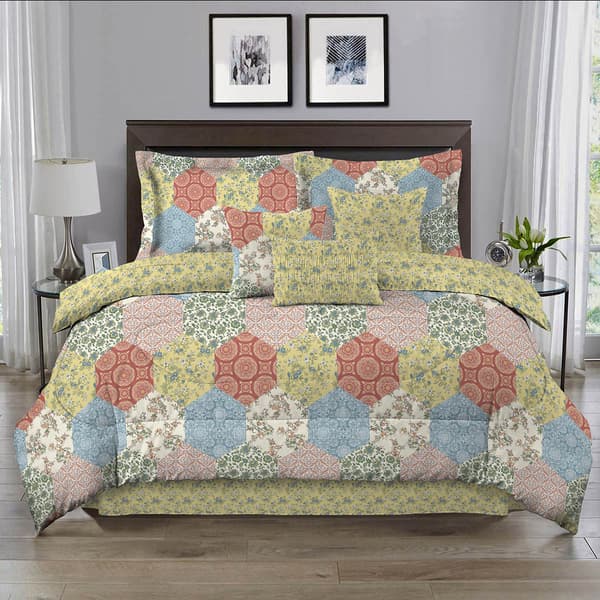 Ashley Cooper(tm) Hexagon Patch Reversible 7pc. Comforter Set - image 