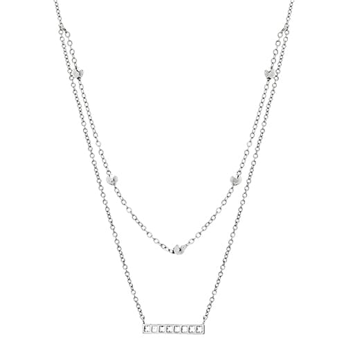 16in. Fine Silver Plated Double Layered Choker Necklace