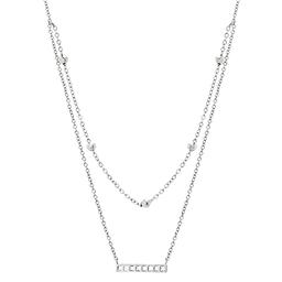 16in. Fine Silver Plated Double Layered Choker Necklace