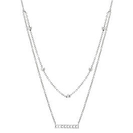 16in. Fine Silver Plated Double Layered Choker Necklace