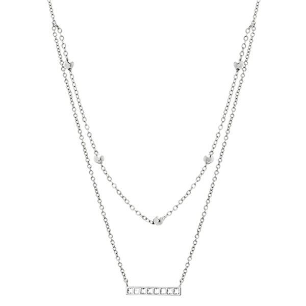 16in. Fine Silver Plated Double Layered Choker Necklace - image 
