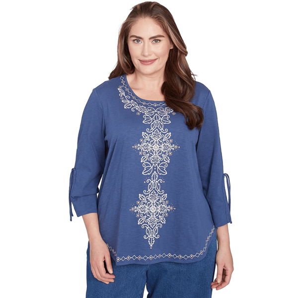 Plus Size Alfred Dunner Summer Solstice Embroidery Blouse
