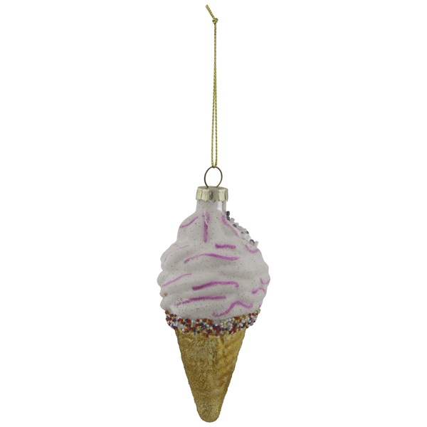 Northlight 4in. Vanilla Ice Cream Cone Glass Christmas Ornament