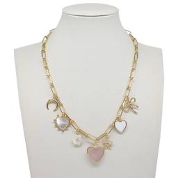Ashley Gold-Tone Mother of Pearl Charm Necklace