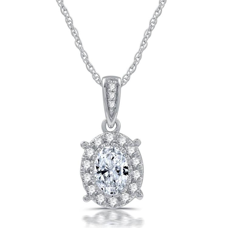 Nova Star(R) Sterling Silver 5/8ctw. Lab Grown Diamond Halo Pendant
