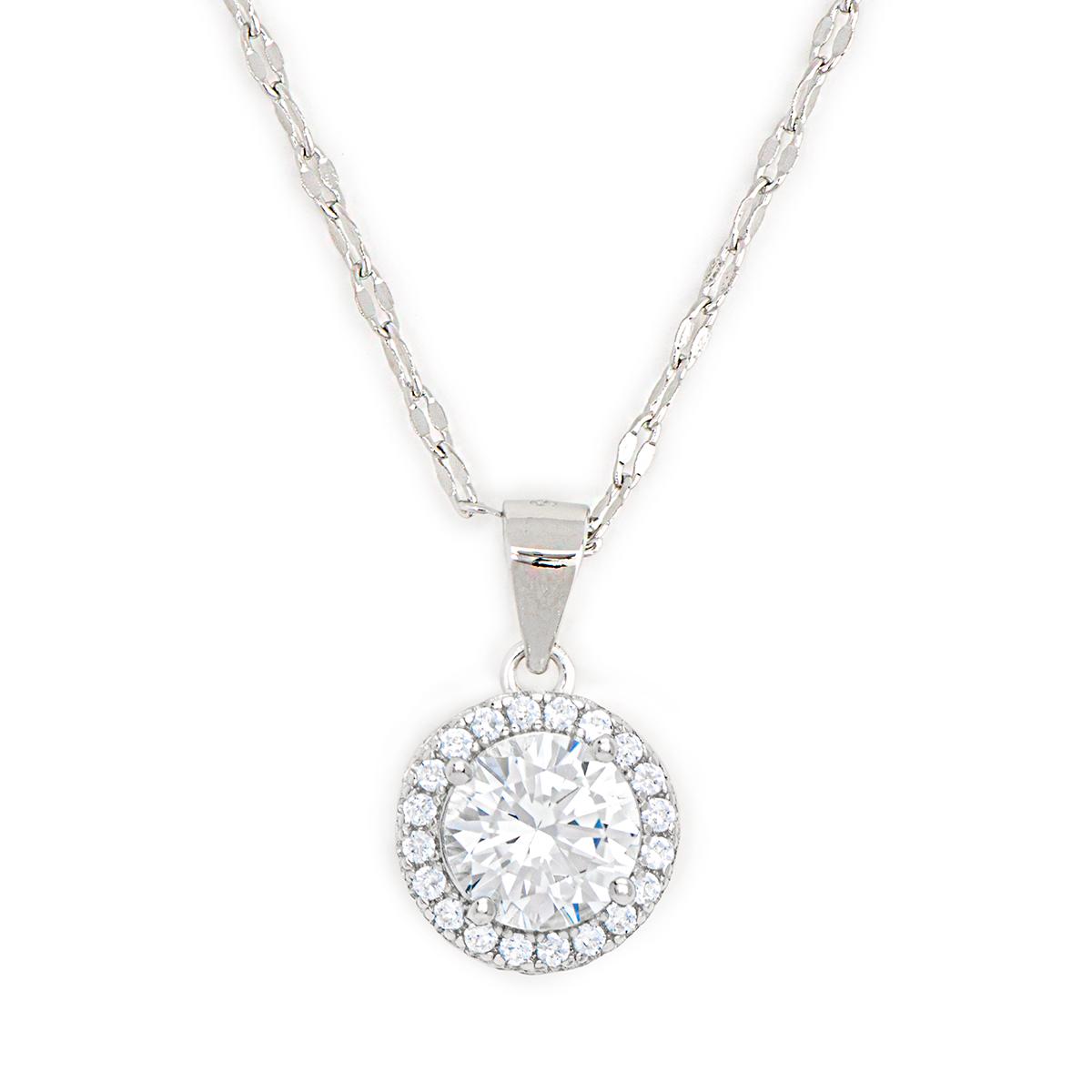 Gianni Argento Sterling & Lab White Sapphire Halo Pendant