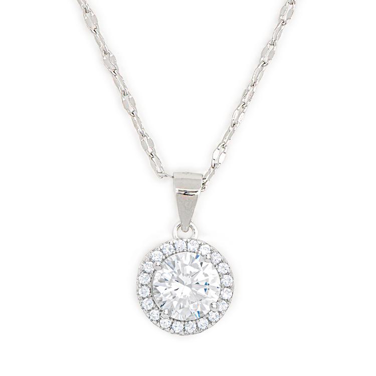 Gianni Argento Sterling & Lab White Sapphire Halo Pendant