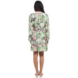 Womens Absolutely Famous Long Sleeve Print Faux Wrap Dress