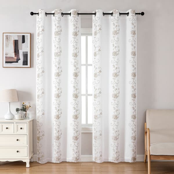 Kayce Embroidered Matte Sheet 2pk Grommet Curtains - image 