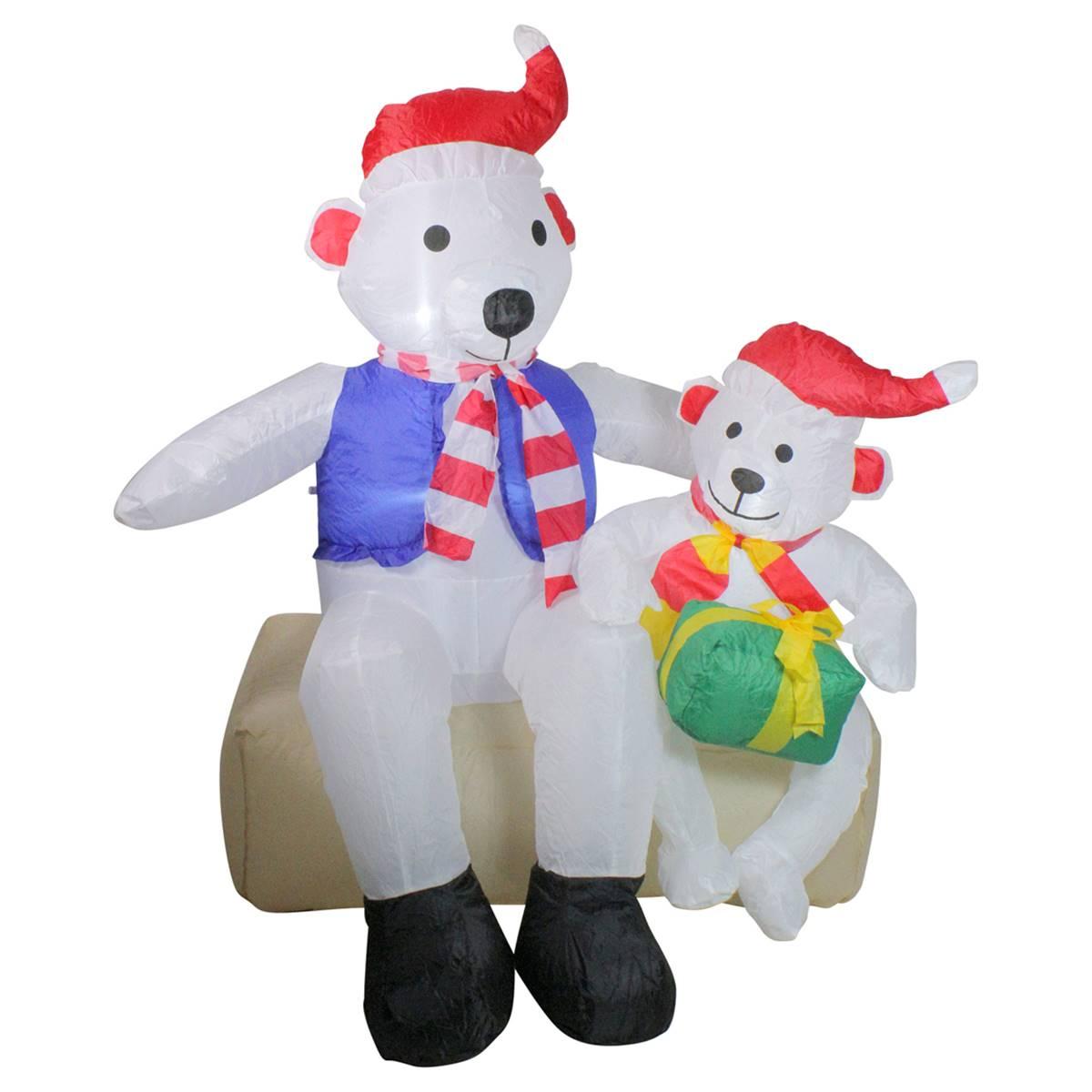 Northlight 4ft. LED Inflatable Polar Bear Family Christmas Decor