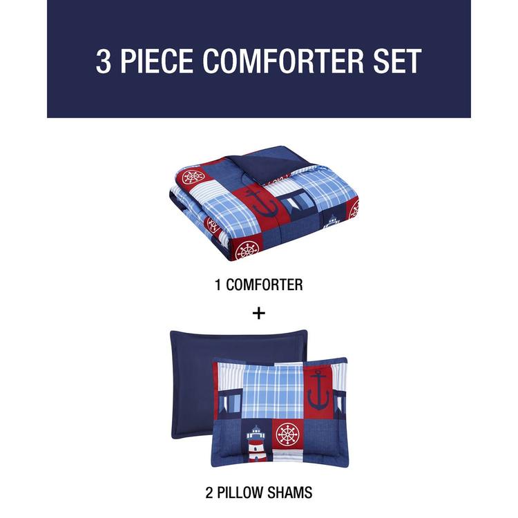 Home Retreat Nautical Patch Reversible Comforter Bedding Set