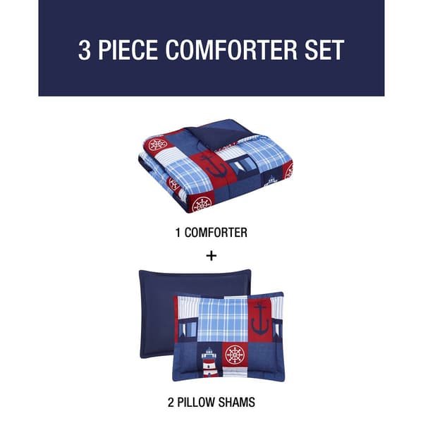 Home Retreat Nautical Patch Reversible Comforter Bedding Set
