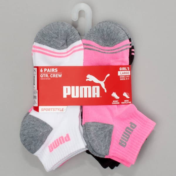 Girls Puma 6pk. 1/2 Terry Quarter Crew Sportstyle Socks - image 
