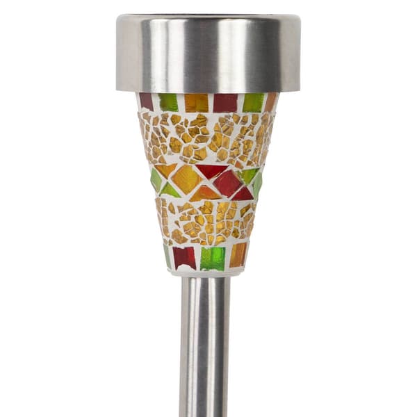 Northlight Seasonal Mosaic Stained LED Pathway Markers - Set of 3