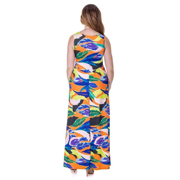 Womens 24/7 Comfort Apparel Tropical A-Line Maxi Dress