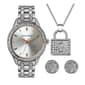 Ellen Tracy Silver Crystal Watch Earrings & Locket Set - image 1