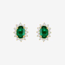 Nova Star® 1/3ctw. Lab Grown Diamond & Emerald Halo Stud Earrings