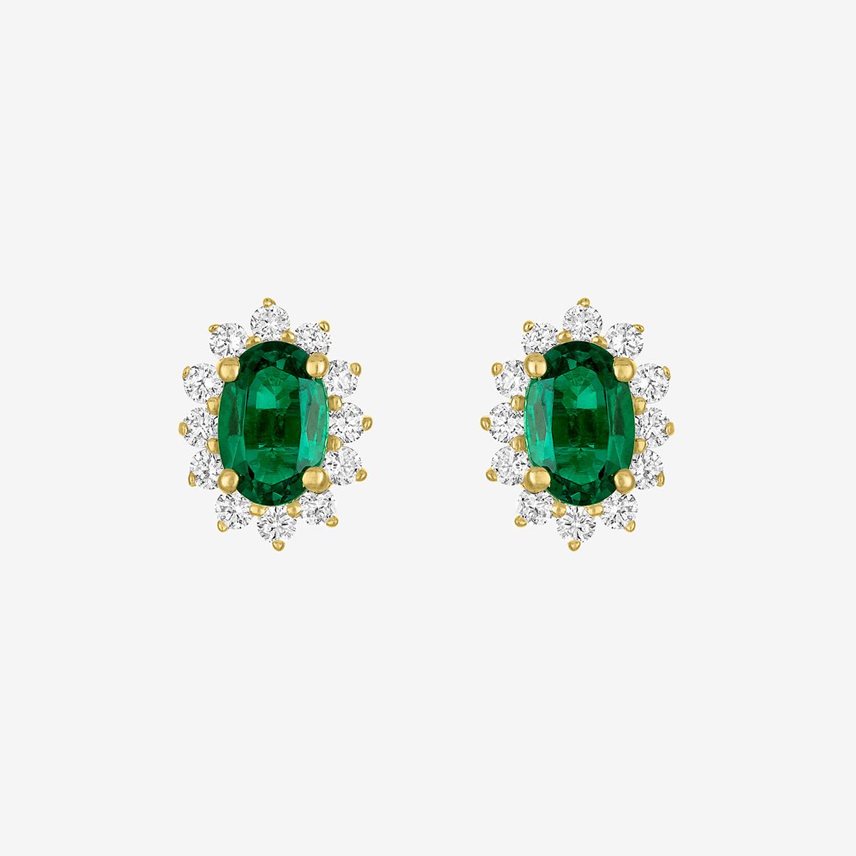 Nova Star® 1/3ctw. Lab Grown Diamond & Emerald Halo Stud Earrings