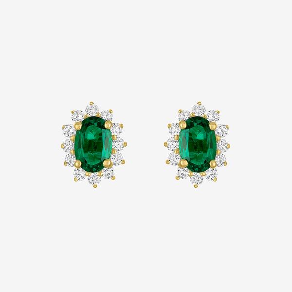 Nova Star® 1/3ctw. Lab Grown Diamond & Emerald Halo Stud Earrings