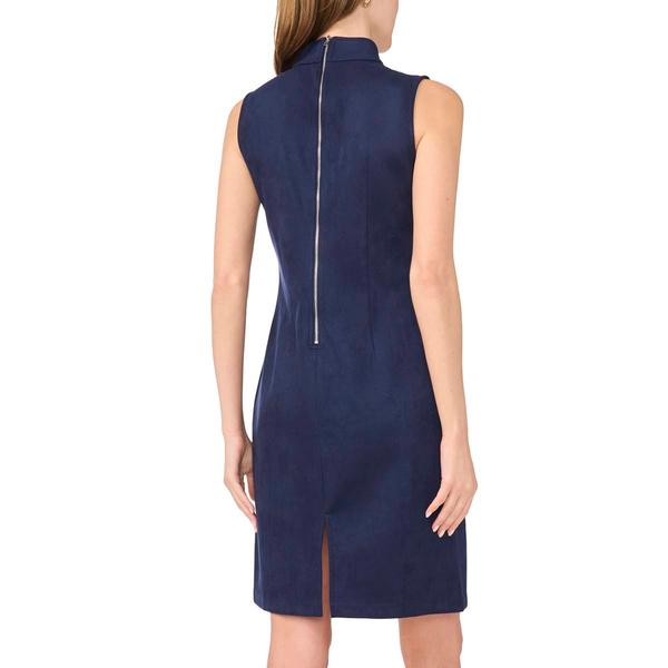 Womens MSK Sleeveless Mock Neck Faux Suede A-Line Dress