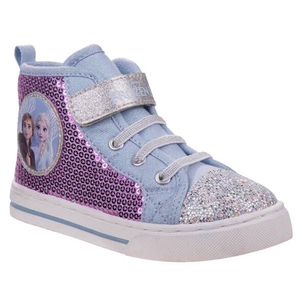 Little Girls Disney Frozen Elsa and Anna Canvas Fashion Sneakers - image 