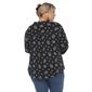 Plus Size White Mark Pleated Long Sleeve Leaf  Blouse - image 2