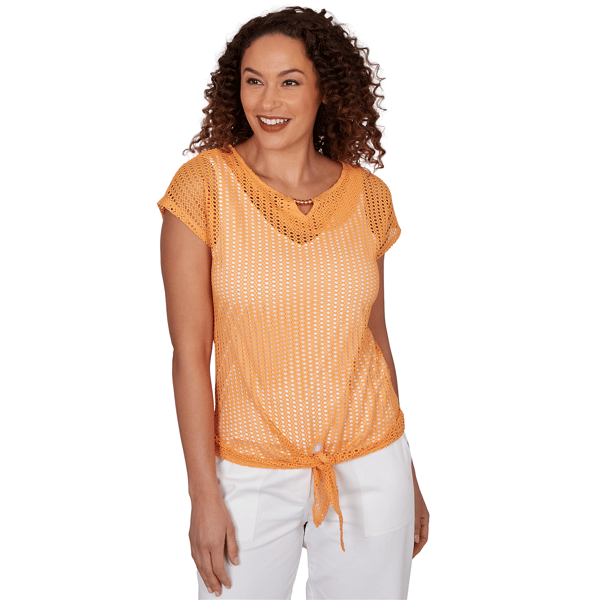 Womens Hearts of Palm Fun in the Sun Textured Knit Blouse - image 