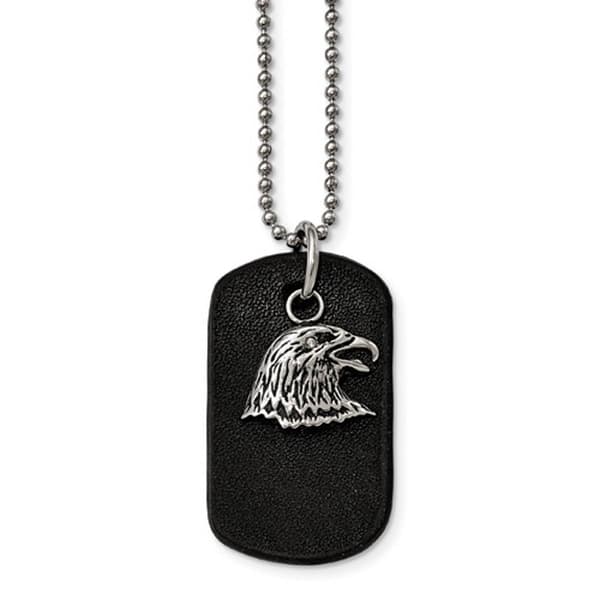 Mens Gentlemen's Classics&#40;tm&#41; Antiqued Eagle & Leather Necklace - image 