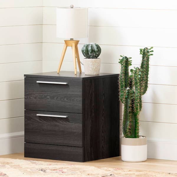 South Shore Step One Gray Oak Essential 2-Drawer Nightstand